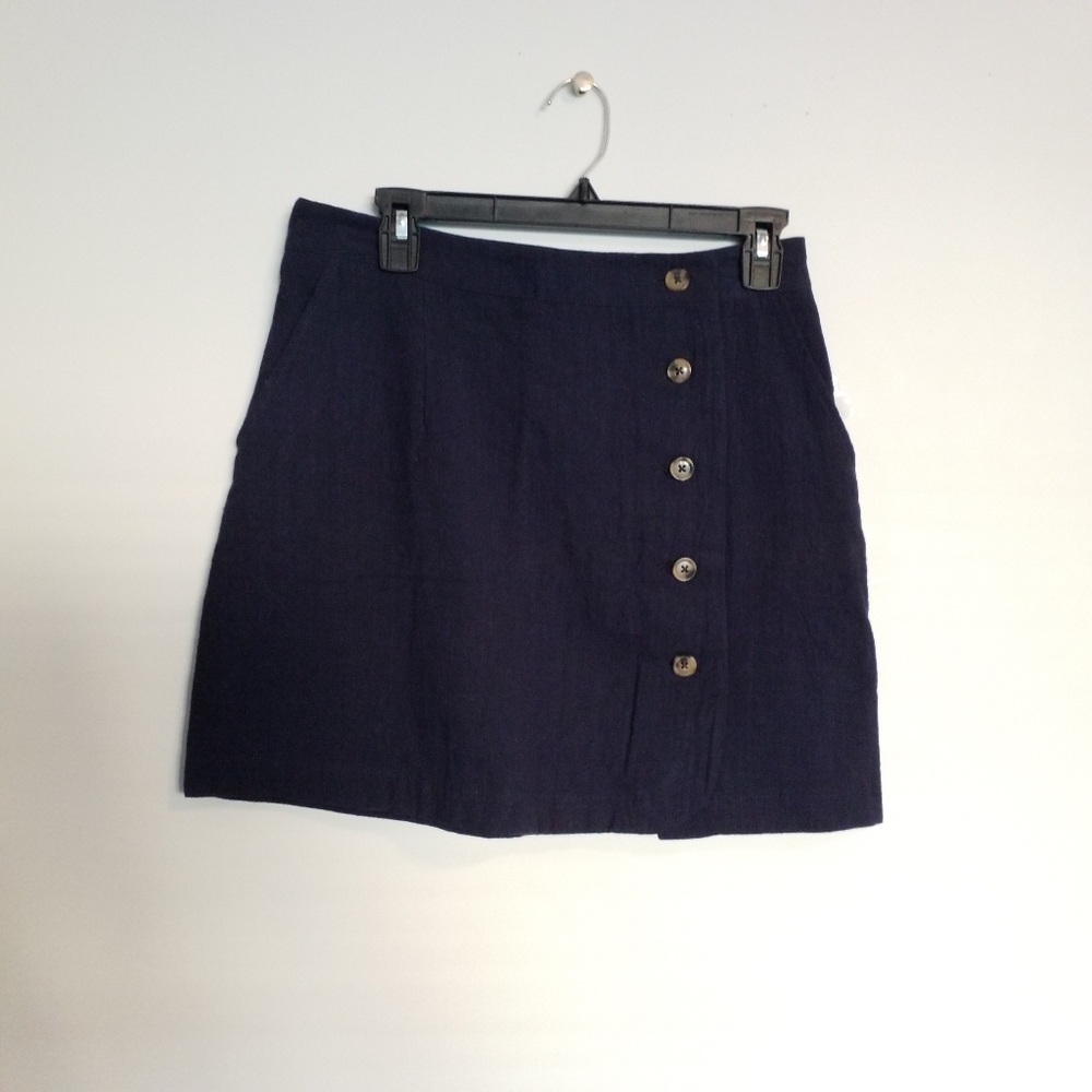 NWT HYFVE Navy Blue Side Button Mini Skirt With Pockets, Size L
